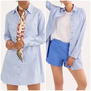 CABI DRESS UP SHIRT BLUE WHITE STRIPE BUTTON FRONT DRESS STYLE 6706 SZ MEDIUM